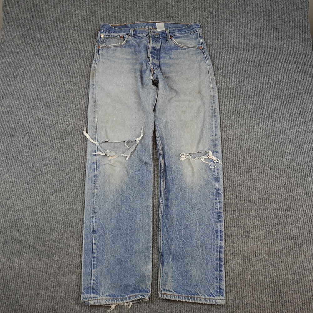 Vintage Levis 501xx Jeans Mens 36x36 (33x31) Blue Button Fly Distressed Denim